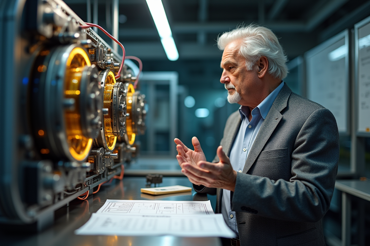 Chercheur observant un ordinateur quantique en laboratoire