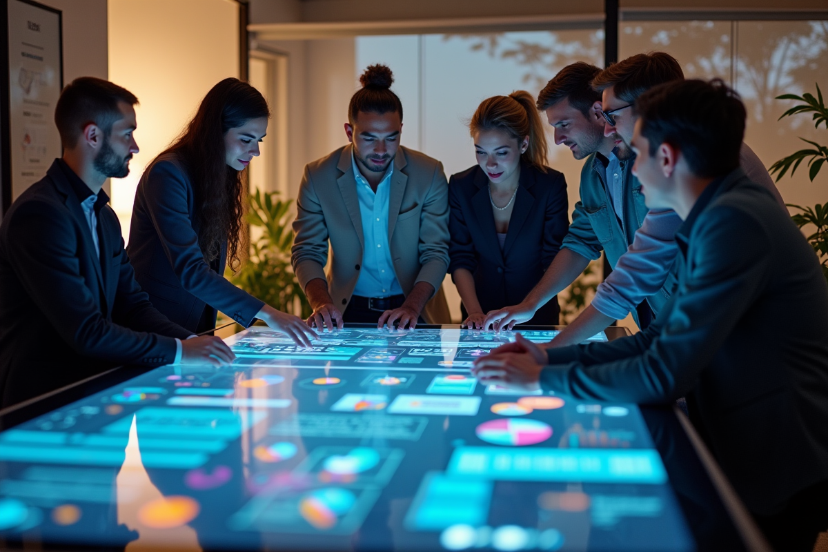 Equipe créative discutant autour d