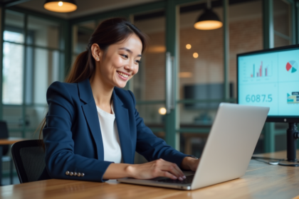 Femme professionnelle analysant des résultats d A B test au bureau