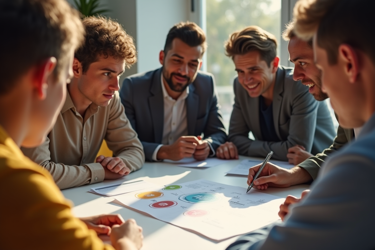 Groupe de personnes regardant une feuille avec le spinner Google avec confusion