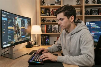 Jeune homme installant FiveM sur son PC gaming pour rejoindre un serveur RP francophone