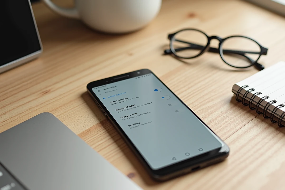Google Pixel 6a posé sur un bureau en bois avec les paramètres de réinitialisation affichés à l'écran